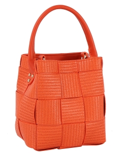 Fashion Woven Bucket Satchel Handbag HGE-0157 ORANGE